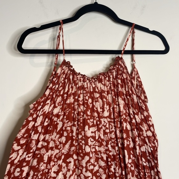 Anthropologie | Flounced Maxi Lounge Dress Low Back Red Size XS - Picture 3 of 5